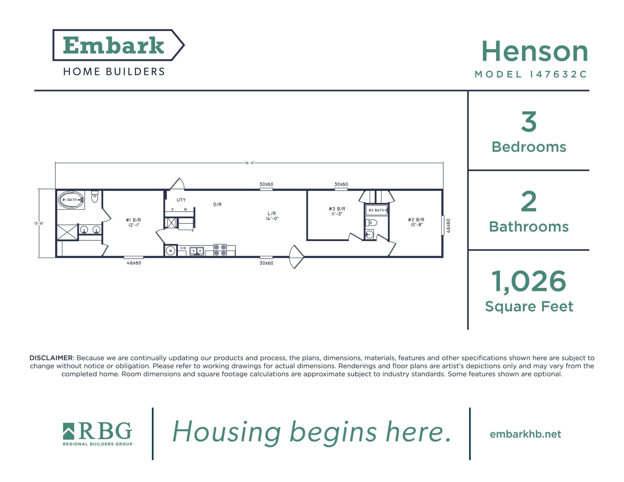 Henson by Embark Home Builders - Mobile Homes in Pearl MS00004